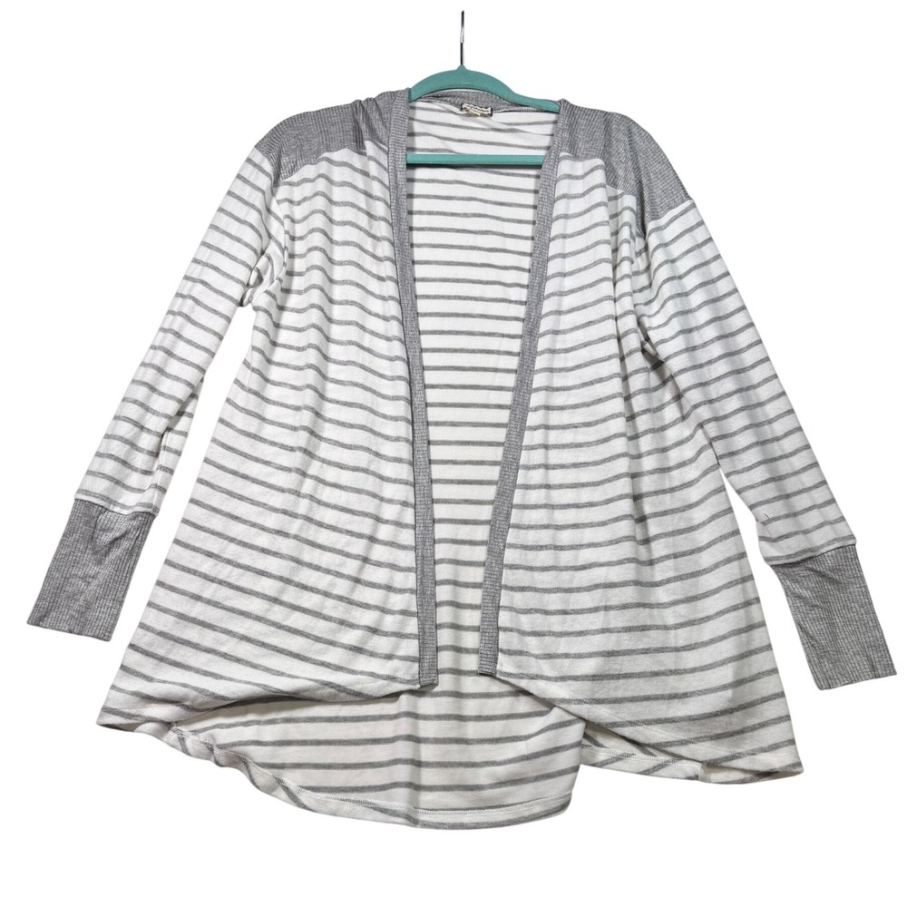 eyeshadow Womens Cardigan Sweater Size M Striped Open‎ Front Long Sleeve